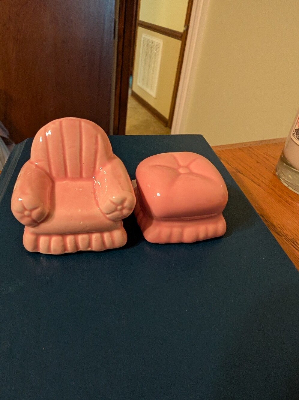Pink Ceramic Chair & Ottoman Salt and Pepper Shakers - Home Bath- NWT